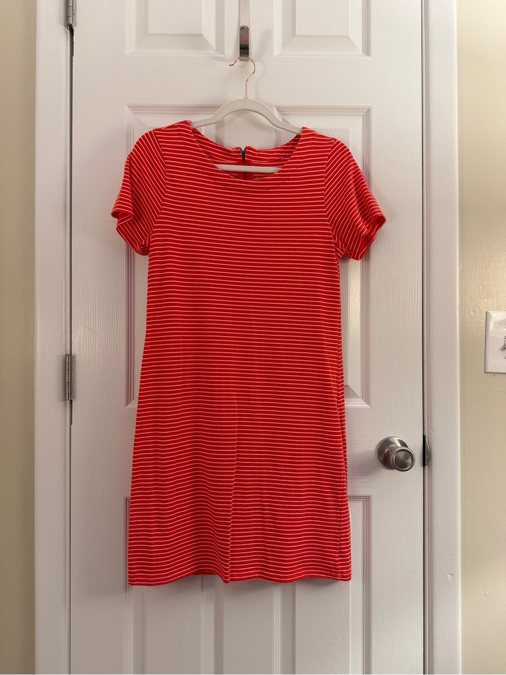 Merona Orange White Stripe Short Sleeve T-shirt Shift Dress Small